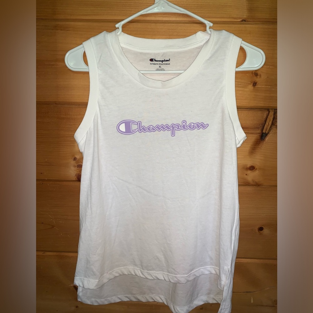 Champion White and Purple Tank Top